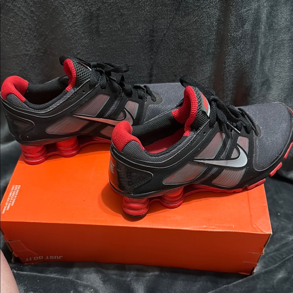 Nike Black and Red Shox Sneakers